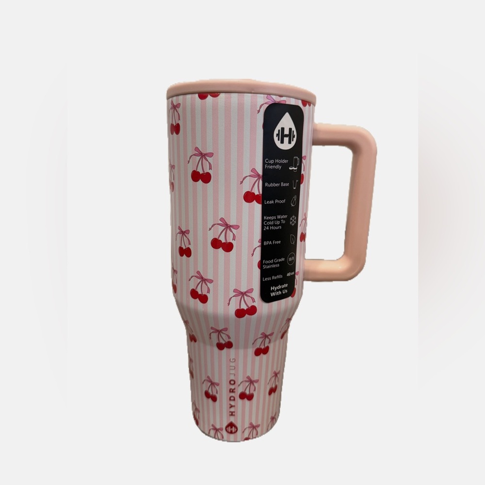 40oz HydroJug Pink Cherry Design Water Bottle